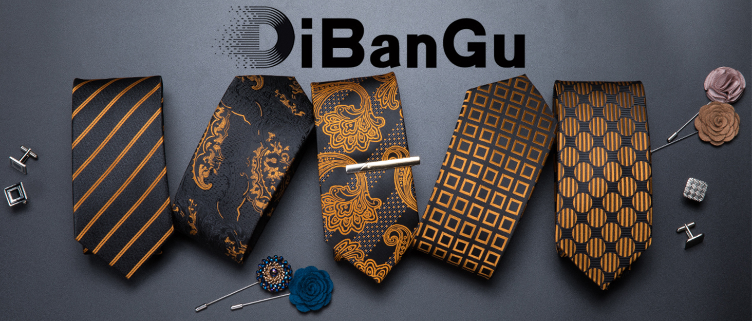Набір аксесуарів для чоловіків DiBanGu: краватка-снуд, кишеньковий платок, запонки, кільце для краватки (4 шт.) - блакитний/коричневий