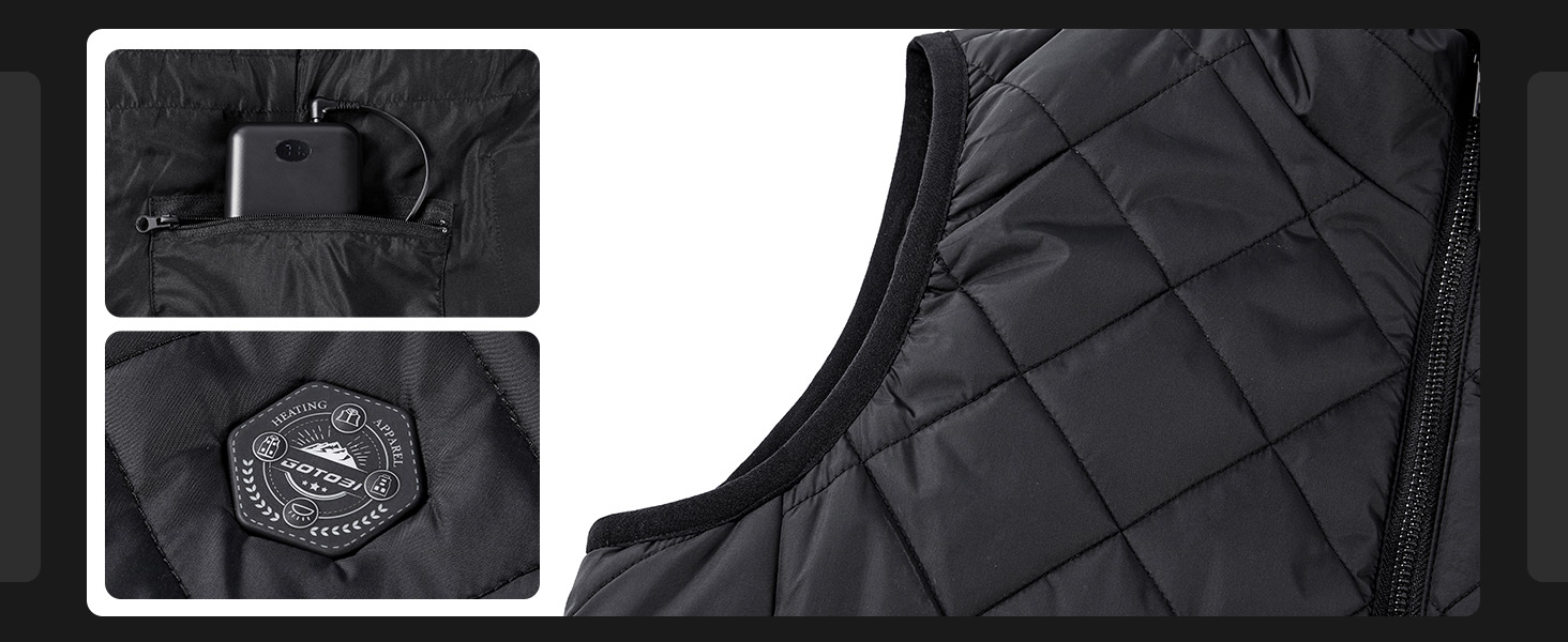 Жіноча грілка для тіла з Powerbank 16000mAh - Грілка з 9 зонами обігріву та 3 рівнями температури, для активного відпочинку, туризму та катання на лижах, чорного кольору, розмір S