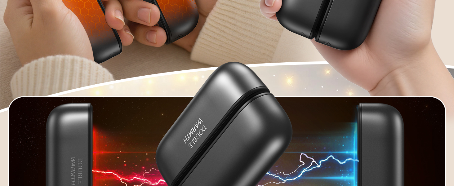 Електричний грієчка для рук SUPPOU 2 шт. 5000mAh з LED-ліхтариком, акумуляторний, для активного відпочинку та спорту, сірий