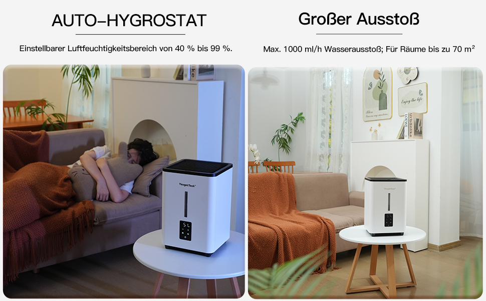 Зволожувач повітря 6L Top Fill, ультразвуковий, 1000 мл/год, автовимкнення, білий EH18S