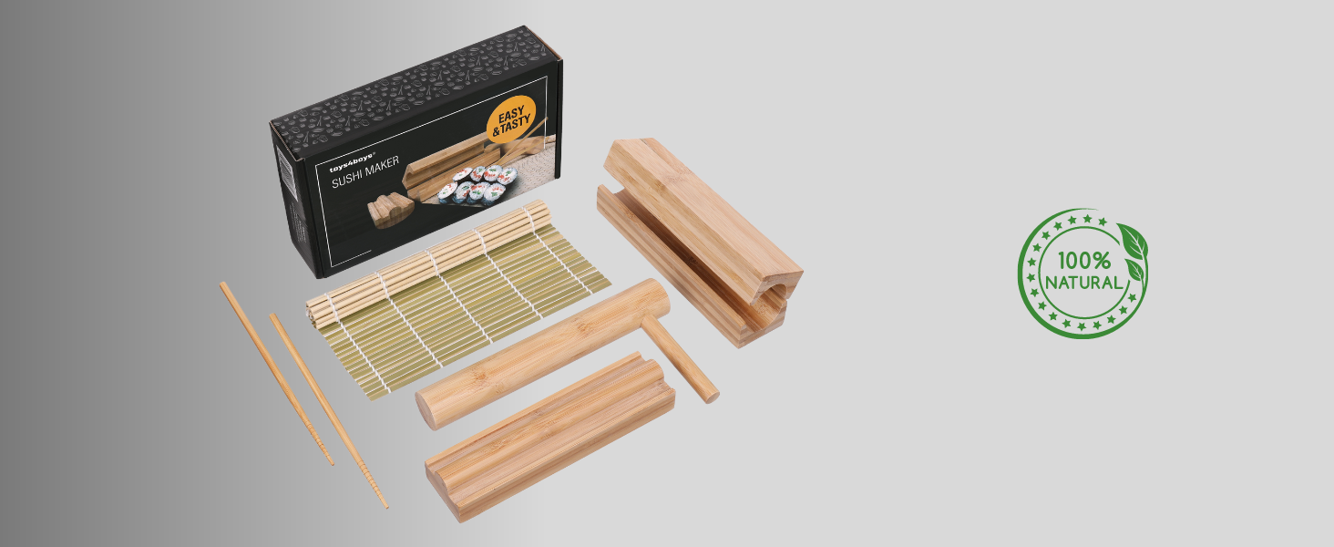 Набір для приготування суші Toys4Boys: роли, бамбукова килимок та машина - 100% бамбук