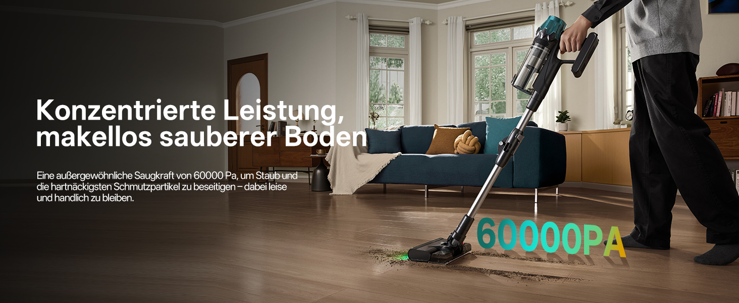 Бездротовий пилосос Vexilar V15Max з функцією миття підлоги, 60KPa/600W/60хв, гнучкий шланг, док-станція, GreenEye, насадка для твердих підлог та шерсті тварин, об'єм 1,5л, для килимів та шерсті тварин, колір: блакитний