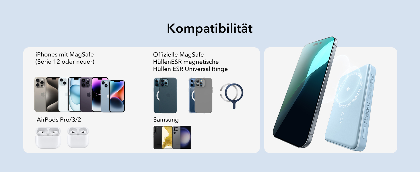 Power Bank ESR MagSafe 10000mAh з бездротовою зарядкою Qi2, 15W, USB-C, для iPhone та Google Pixel, білий