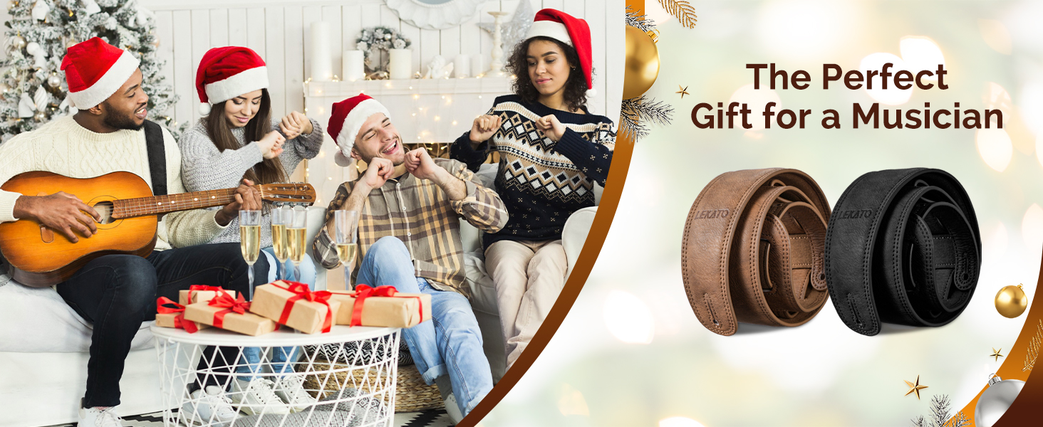 Шкіряний ремінь для гітари Lekato з товстою амортизуючою подушкою, універсальний для бас-гітари, електрогітари, акустичної та класичної гітари, чорний