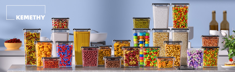 Набори контейнерів для зберігання продуктів з кришкою, 24 шт. Герметичні контейнери для меду, цукру, круп. З ручкою та етикетками