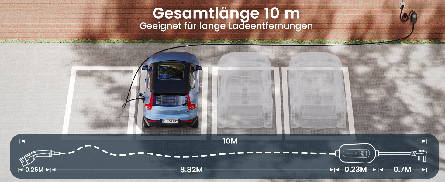 Зарядний кабель для електромобіля EzGoGo Type 2 (Schuko), 3.7 кВт, 6-16А, довжина 6.1 м