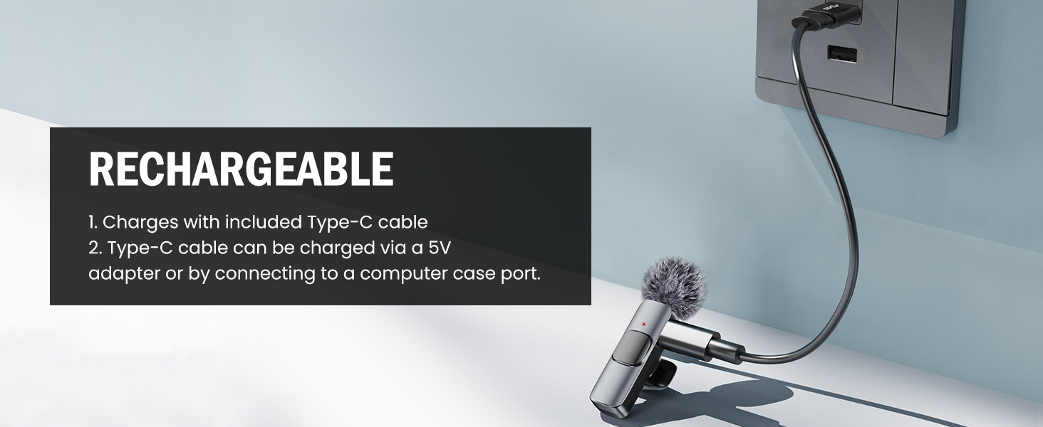 Бездротове петличне мікрофон з 4 режимами запису для Android, iPhone, PC – Mini-мікрофон для відео, Vlog, TikTok, YouTube, стрімінгу та інтерв'ю (K5 Type-C)