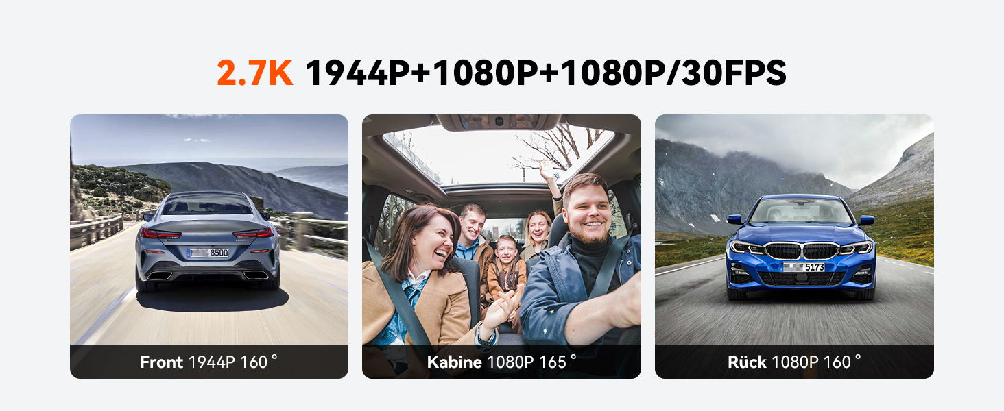 Відеореєстратор VANTRUE E3 2.7K трьохканальний з WiFi, нічним баченням та паркувальним режимом