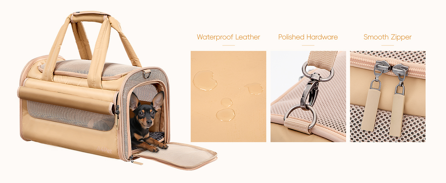 Транспортна переноска для собак та котів, Khaki M: водонепроникна, з антиковзною підкладкою та захистом від вітру