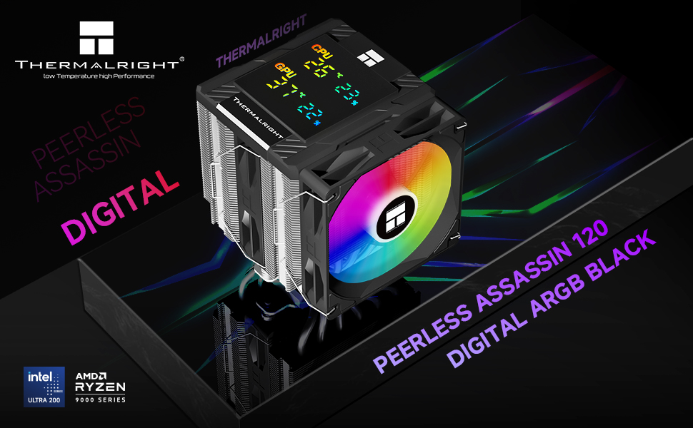 Система водяного охолодження TR Peerless Assassin 120 ARGB Black для CPU, 1850RPM, підтримка Intel LGA1700/1851/115X, AMD AM4/AM5