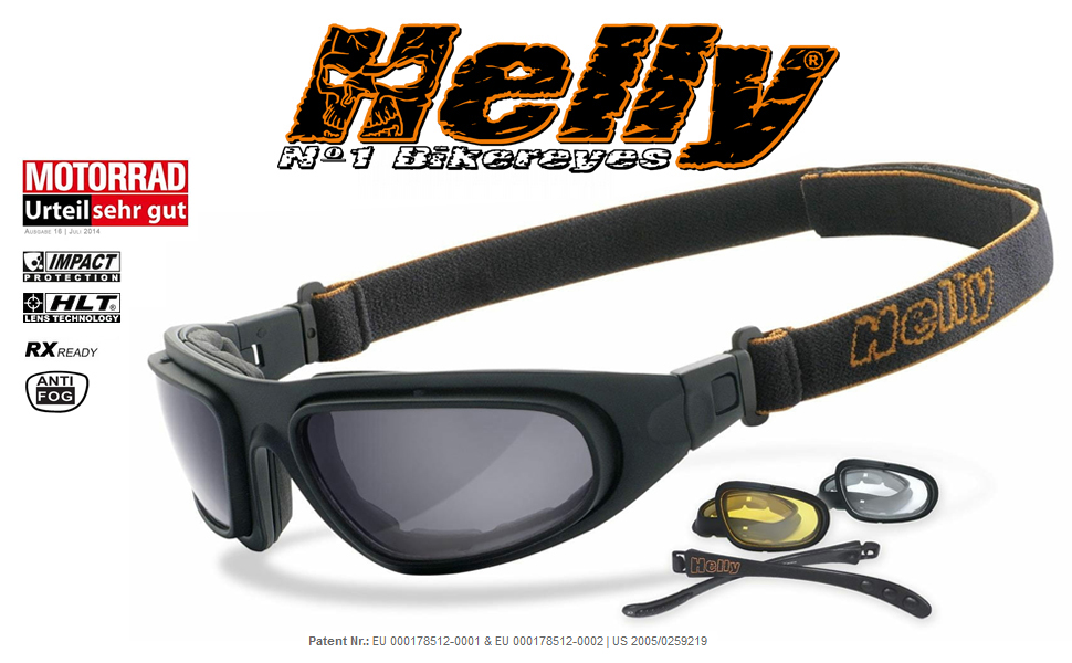 Окуляри для мотоциклістів HELLY No.1 Bikereyes Eagle, багатофункціональні, антизапотівні, вітрозахисні, змінні дужки та ремінець, захисне скло HLT, стандарт DIN EN 166