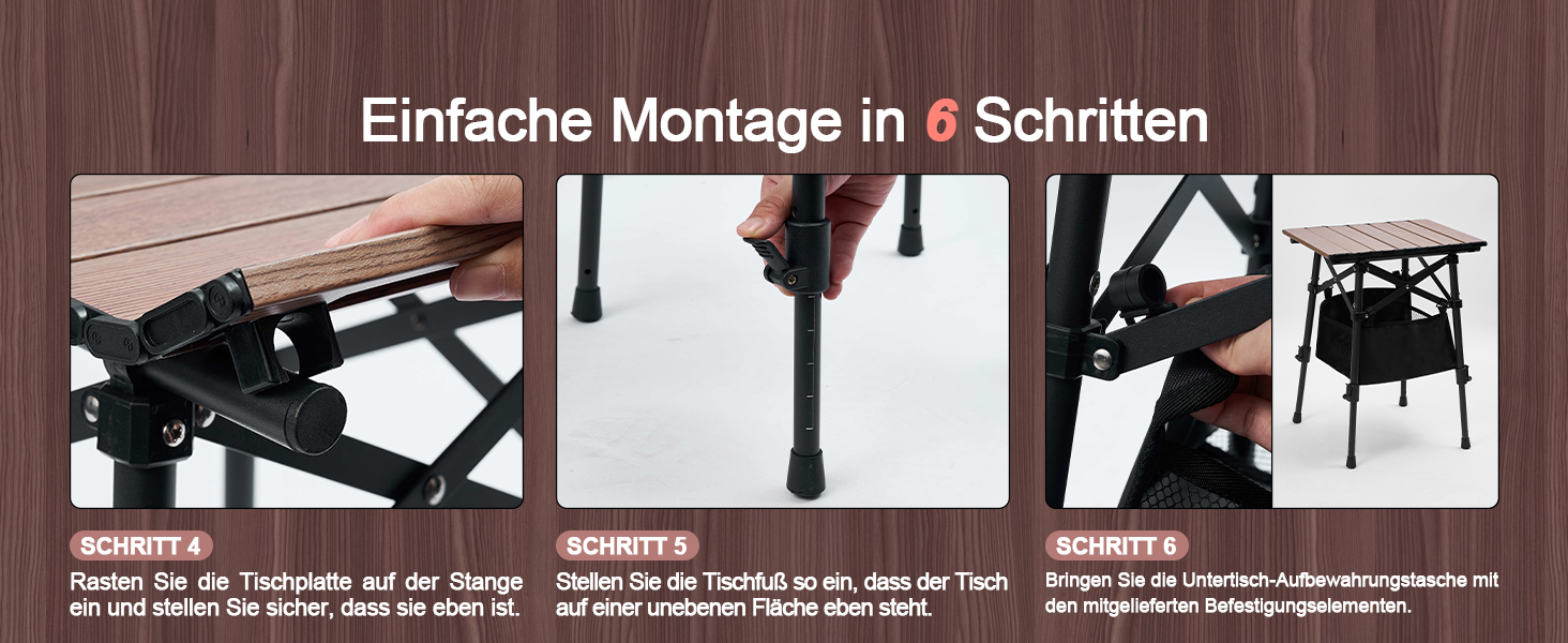 Складний алюмінієвий стіл для кемпінгу Odoland з регульованою висотою та сумкою для зберігання (40x30x40-58 см)