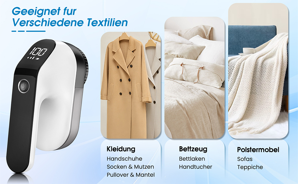 Машинка для видалення катишків NIWOHOM для одягу: 3 швидкості, 6-клинковий ніж, LED-дисплей, для всіх тканин