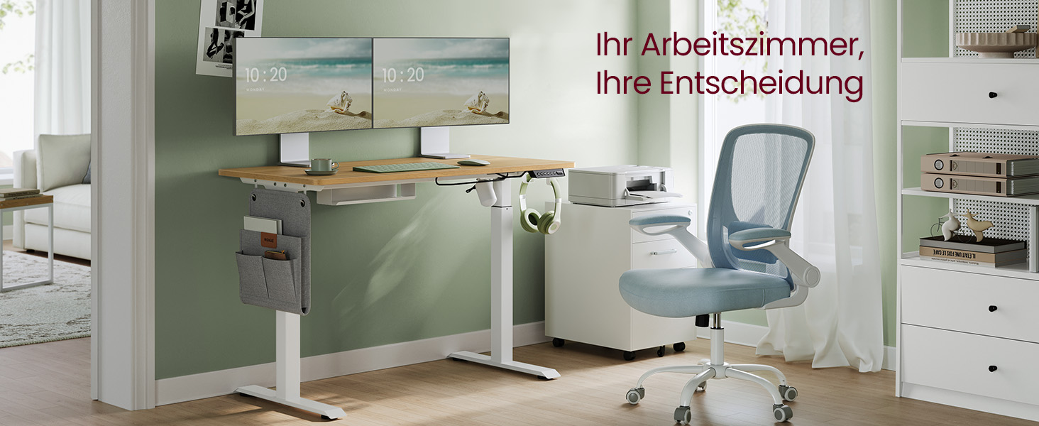 VASAGLE Electric Height Adjustable Desk - Vintage Brown, 60 x 120 x (72-120) cm, Memory Function, Wood & Steel Frame