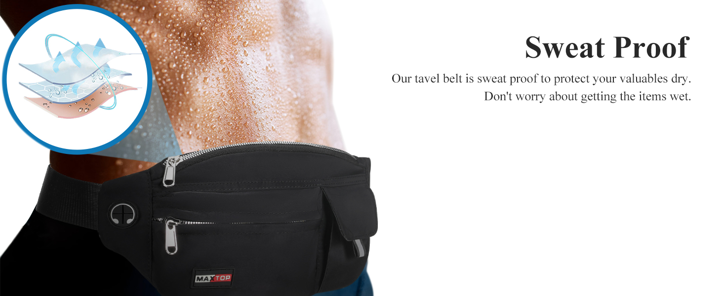 Чоловіча/Жіноча поясна сумка Maxtop Bauchtasche - водонепроникна, для подорожей, фітнесу, бігу, тренувань (чорна)