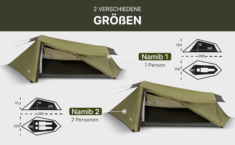 Намет EXPLORER Namib 1-2 особи, ультралегкий для велосипеда/мото, 3000 мм, з внутрішнім наметом для кемпінгу, трекінгу та подорожей