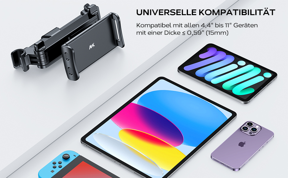 Утримувач для планшета в авто, універсальний, висувний, для Galaxy, Huawei, Switch, чорний