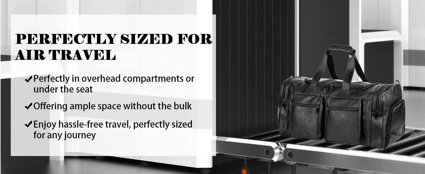 Duffle Bag with Shoe Bag, Overnight Bag, Leather Oversized Weekender Bag, Large Carry-on Bag, Duffel Bag for Women and Men