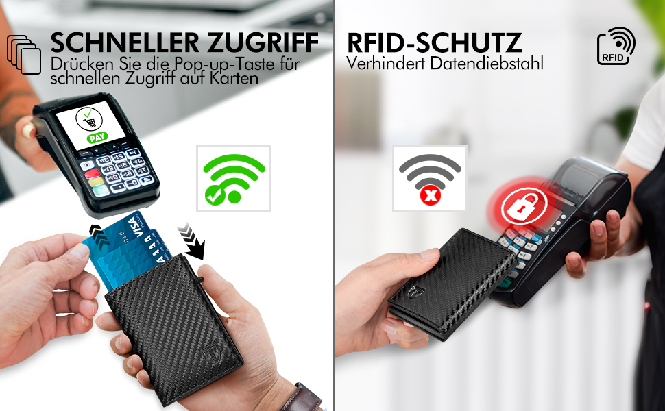 Чоловічий гаманець TENBST: тонкий, з відділенням для монет та RFID-захистом. Карна картхолдер, міні-портмоне, чорний карбон. Ідеальний подарунок.