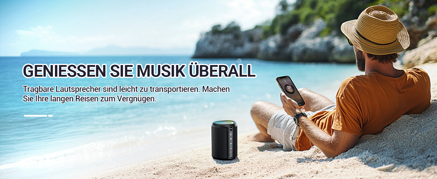 Портативна Bluetooth колонка UOHHBOE з RGB підсвічуванням, 15W, TWS, водонепроникна IPX5, AUX, TF картка, 15 годин роботи
