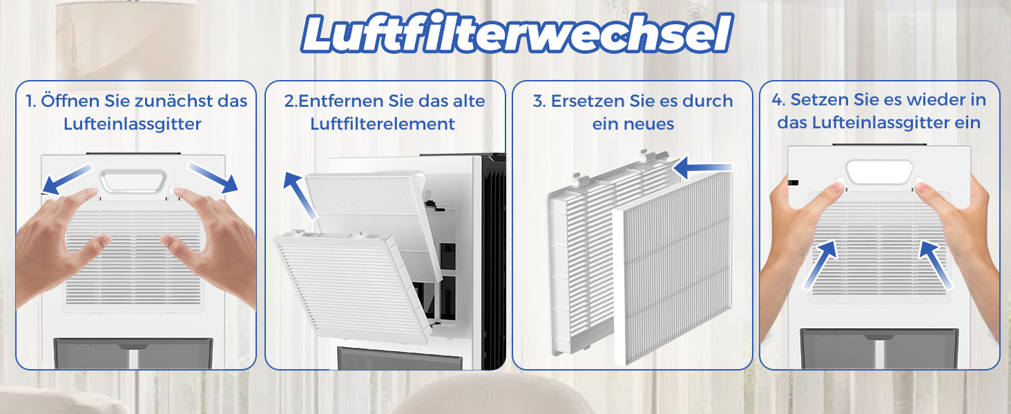Електричний осушувач повітря 2700 мл з фільтром, LED дисплеєм та автовимкненням, білий