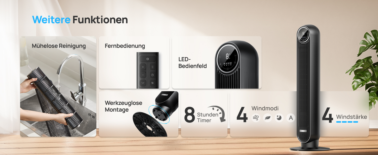 Турбовентилятор Dreo з потужним мотором DC: тихий, з радіусом дії 11 м, з пультом керування, 9 режимів, 4 моди, 90° осциляція, таймер 12 годин. Ідеально для спальні.