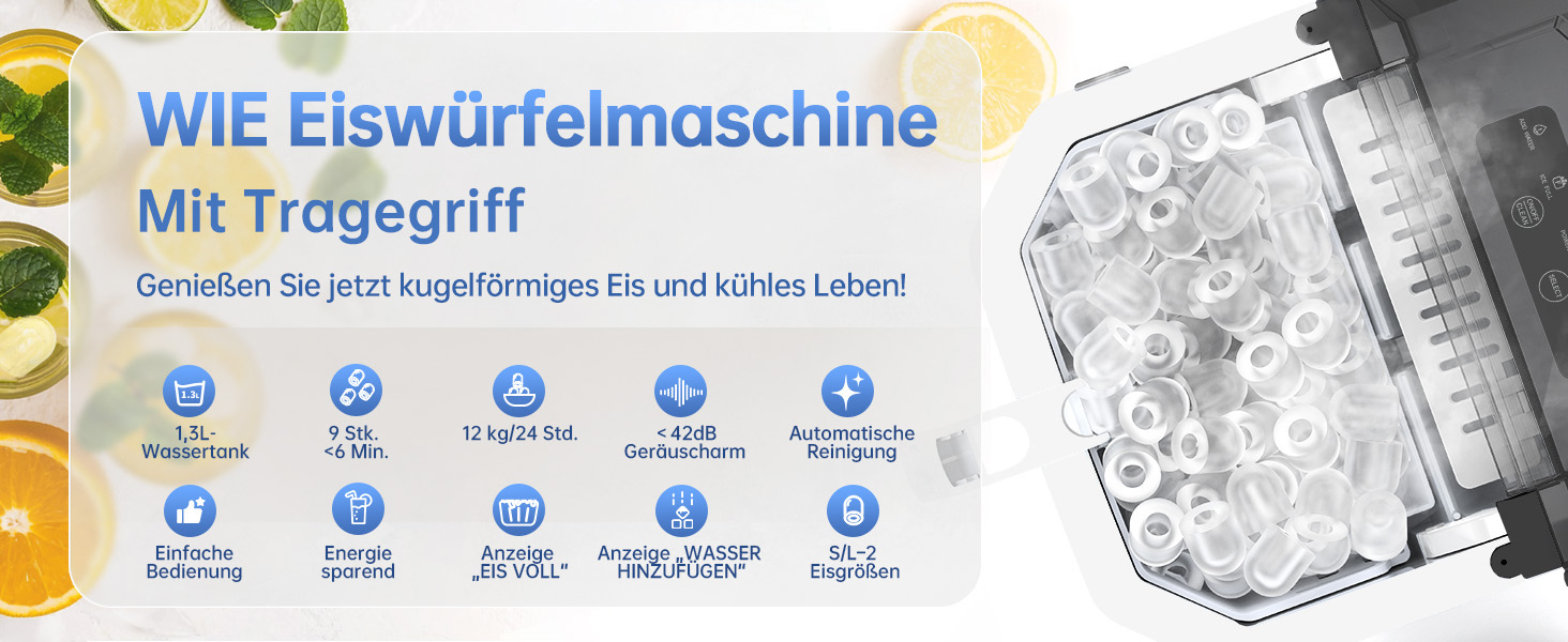 Машина для приготування льоду Ice Maker 1.3л, 9 кубиків за 6 хвилин, самоочищення, тиха, для кухні, офісу, бару, вечірки