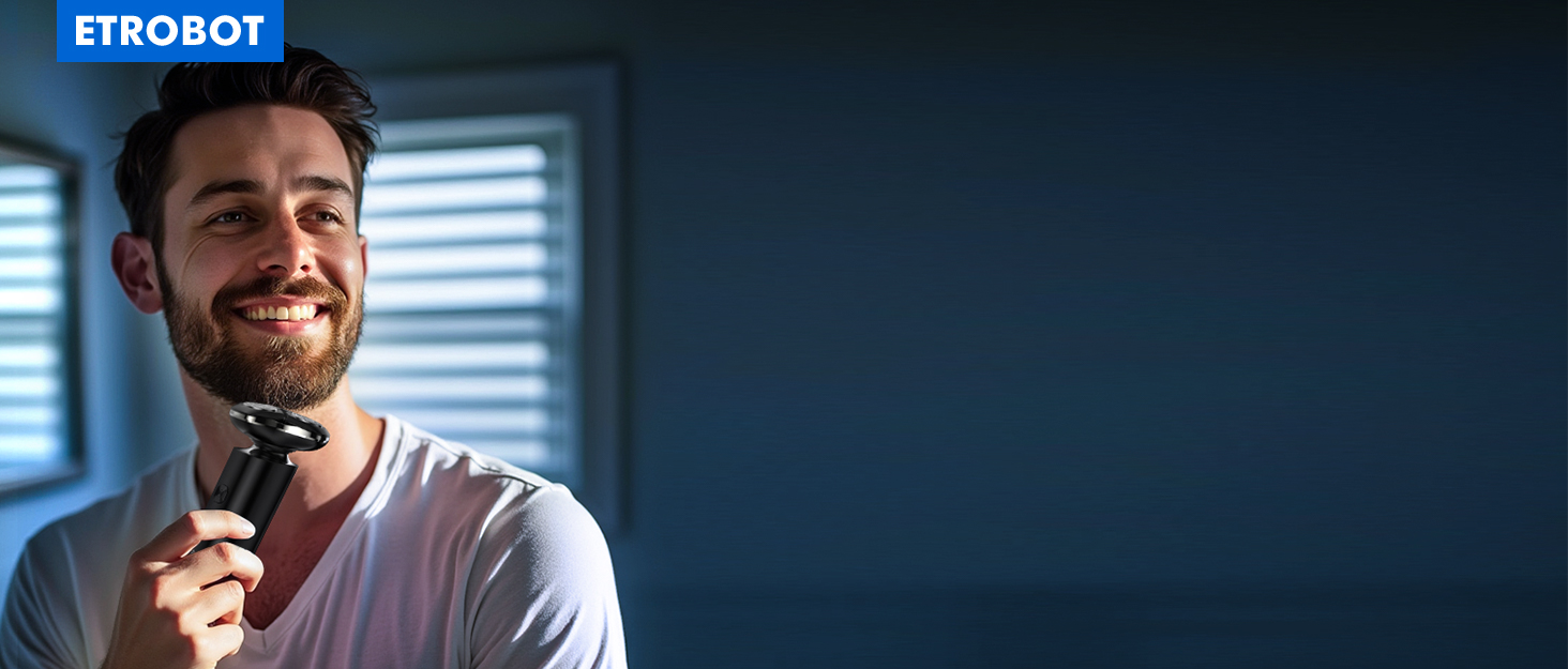 Електричний чоловічий бритва ETROBOT 3-в-1, IPX7, вологостійкий, для сухого та вологого гоління, з магнітною головкою та зарядкою USB-C