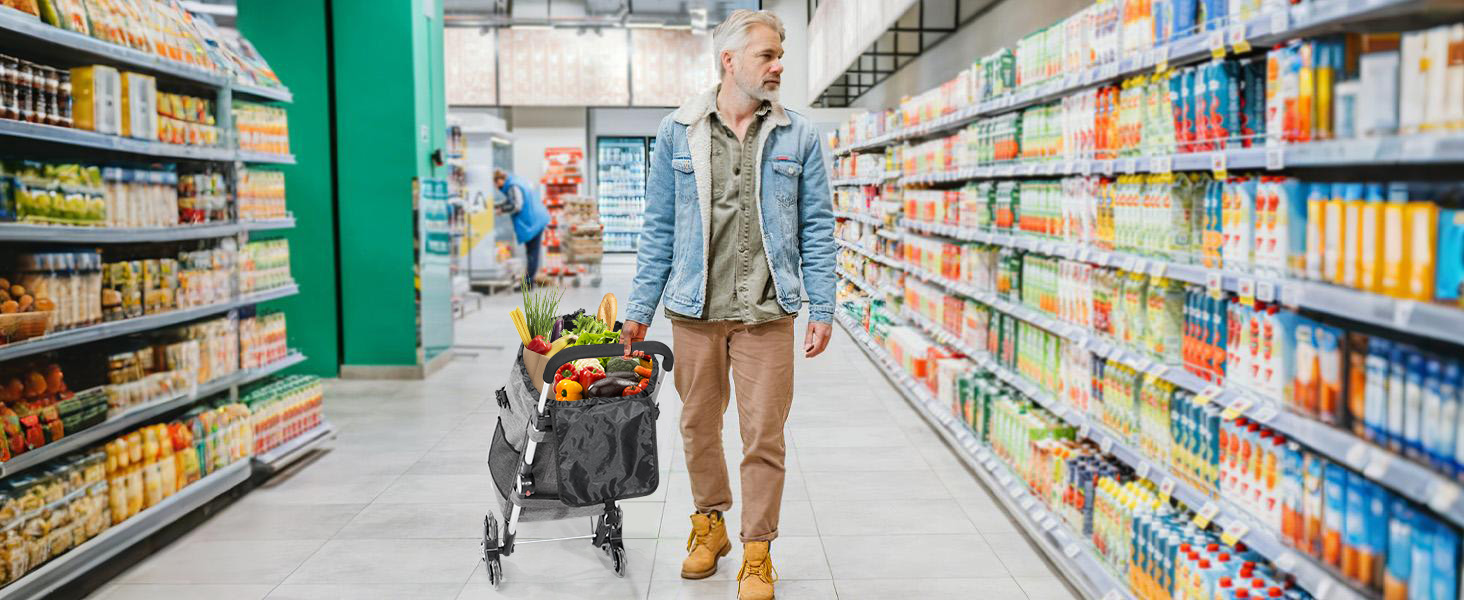 Складаний візок для покупок Homecall 50L з охолодженням, 3-в-1: візок, сумка на колесах, тачка (темно-сірий, сходинкові колеса)