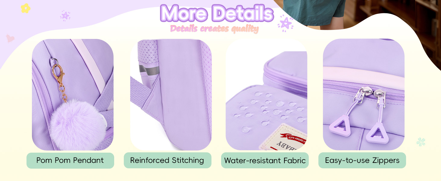 Шкільний рюкзак Tanou для дівчаток-підлітків, 9-16 років. Великий, водонепроникний, з брелоком (чорний)