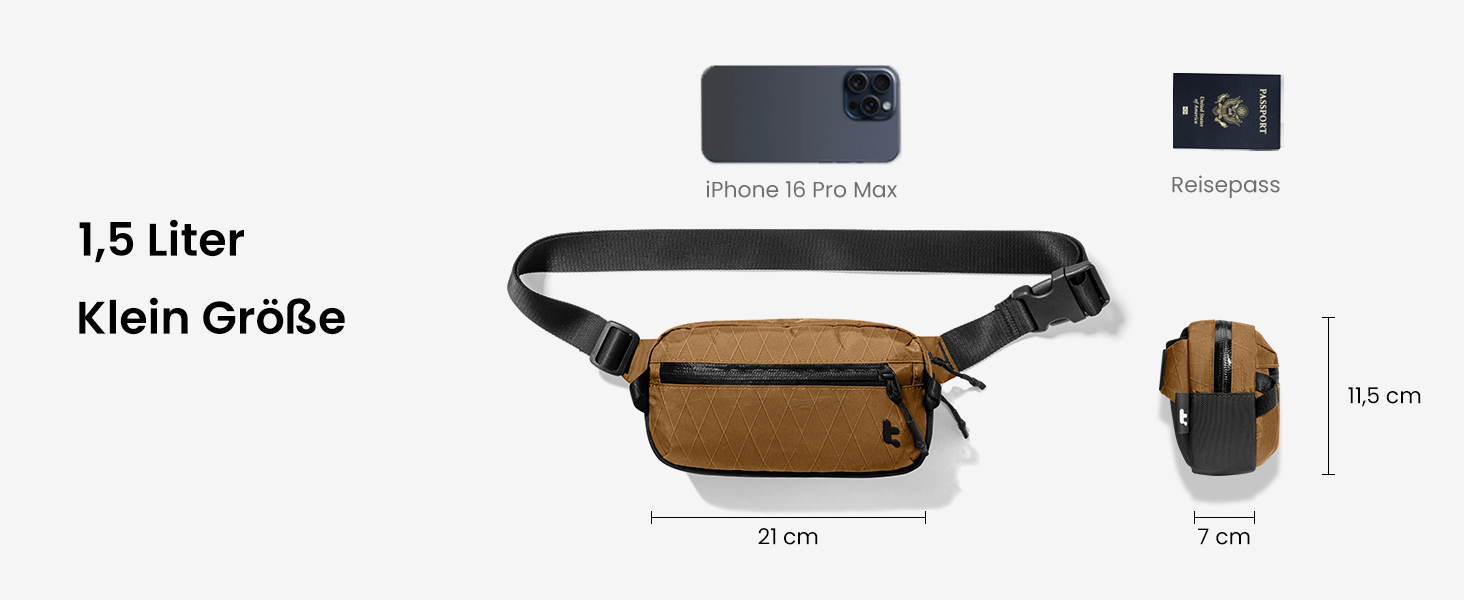 tomtoc Anti-Diebstahl Sling Bag 3,5L: Сумка на плече, Crossbody для чоловіків та жінок з RFID-захистом | для Switch, iPad mini | Водовідштовхувальна, EDC, Подорожі, щоденне використання | X-pac, Колір: Коричневий