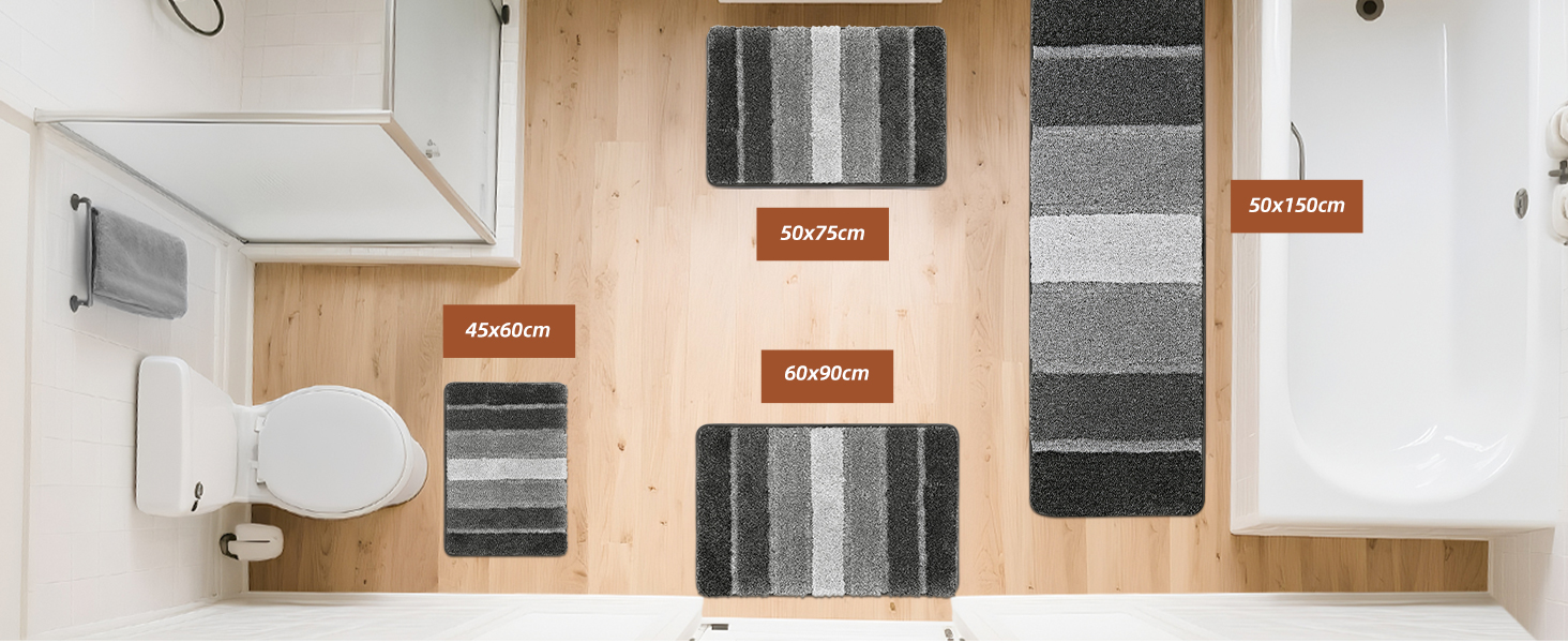 Килимок для ванної кімнати COSY HOMEER 40 x 60 см, антиковзаючий, м'який, для душу та ванної, темно-сірий