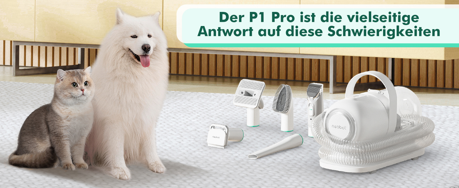 Машинка для стрижки собак Neabot Neakasa P1 Pro з пилососом для шерсті, 13000 Па, набір для догляду за тваринами, тиха, для собак, котів, видалення шерсті, 5 інструментів