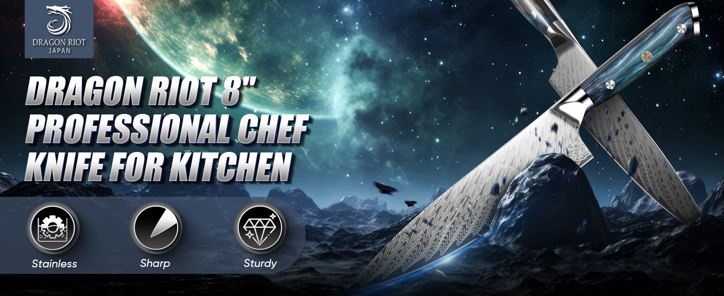 Професійний кухонний ніж Dragon Riot з ручкою з епоксидної смоли, гострі кухонні ножі шеф-кухаря з піхвою (кухонний ніж)