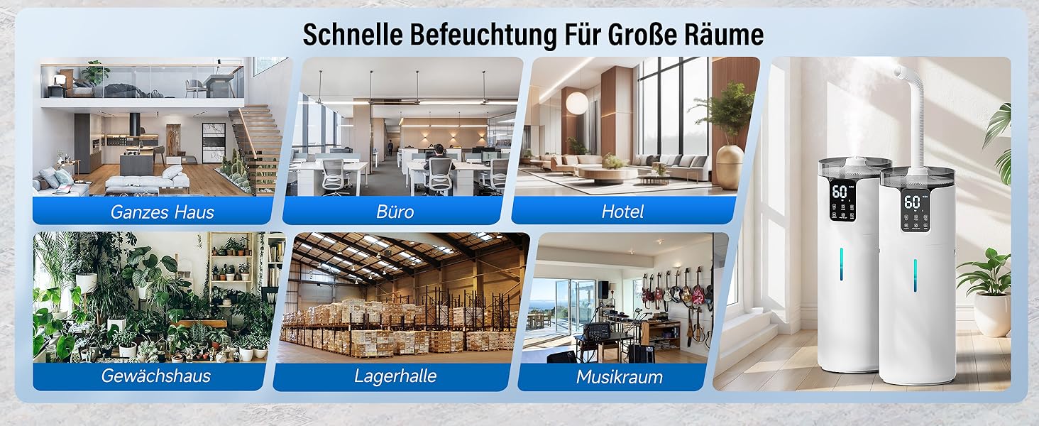 Ультразвуковий зволожувач повітря для великих приміщень 16 л, верхній залив, тихий, 1000 мл/год, до 100 м², з прохолодним туманом та аромадіфузором, для дитячої кімнати, офісу, рослин, білий