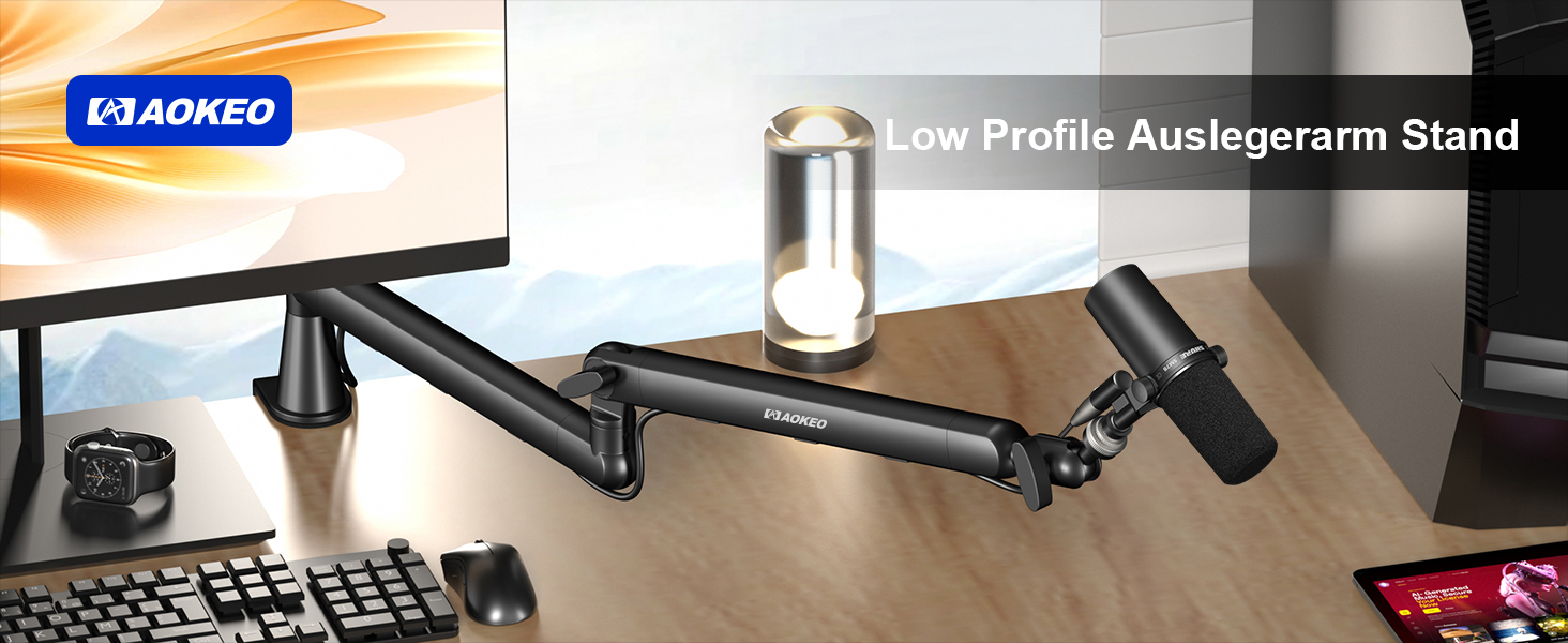 Кріплення для мікрофону Aokeo AK-55 - низькопрофільний тримач для HyperX QuadCast, Elgato Wave, Shure SM7B, Blue Yeti, Blue Snowball, студійне запису