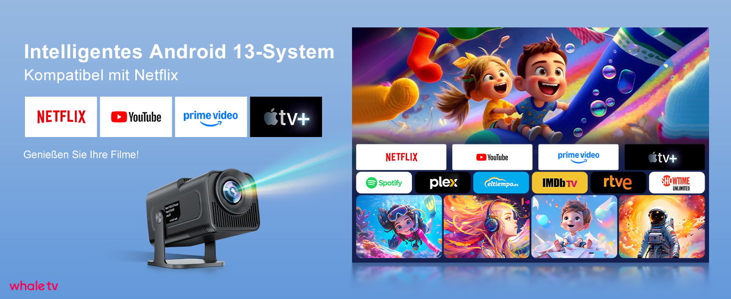 Проектор Sala320max P92Max: 4K, 1080P, WiFi, Bluetooth 5.2, Android 13, Netflix, YouTube, Prime Video, Автофокус