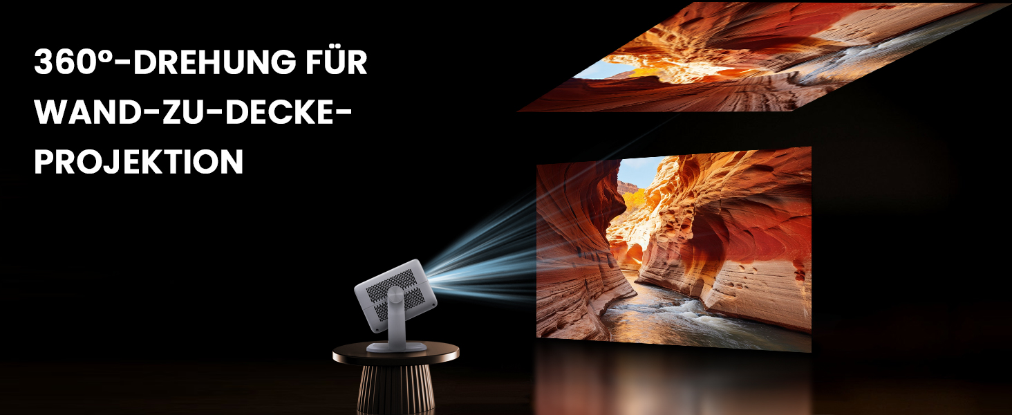 Beamer 4K з автофокусом та автотрапецеїдною корекцією: проєктор WiFi6 Bluetooth5.2, 360° обертання, FHD 1080P, для домашнього кінотеатру, з голосовим керуванням, для підключення телефону, підтримка Screen Mirroring