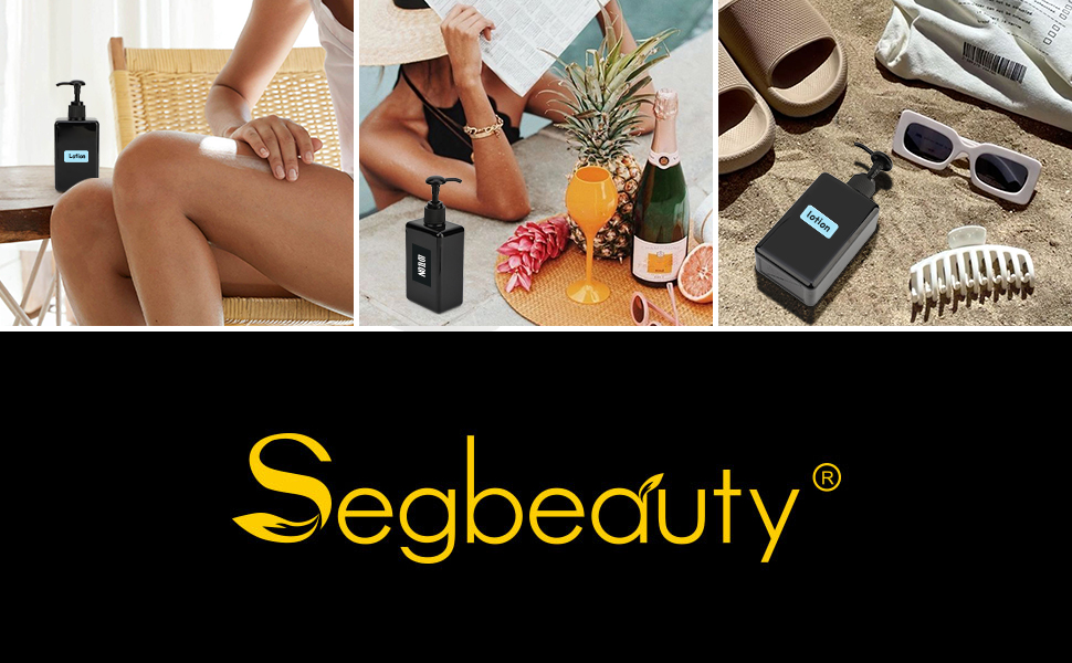 Диспенсер для мила Segbeauty Quadratisch, 4 шт. 280 мл, чорний - набір дозаторів для шампуню, гелю для душу, рідкого мила, багаторазові пластикові помпові пляшки для кухні та ванної з етикетками