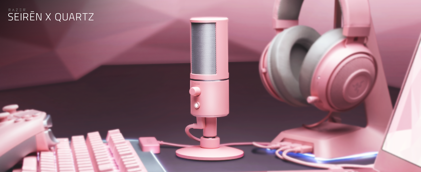 Razer Seiren X для PlayStation – USB конденсаторний мікрофон для стрімінгу PS4/PS5 (чорно-блакитний). З амортизатором, суперкардіоїда, кнопка вимкнення звуку