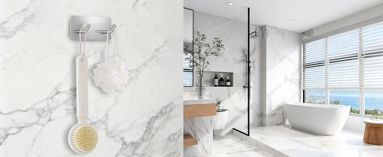 Самоклеючі гачки Haken - набір 6 шт. з нержавіючої сталі 304, без свердління, для ванної, кухні та вітальні