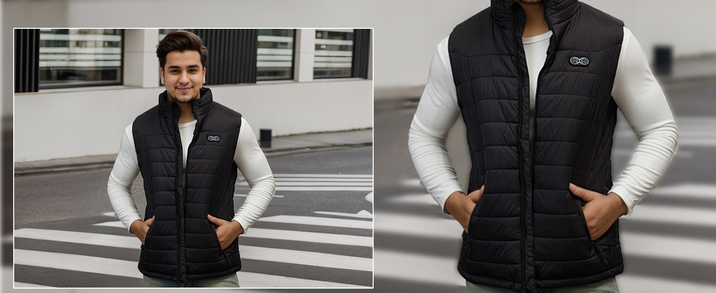 Обогревна жилетка для чоловіків та жінок, жилетка з підігрівом з акумулятором 10000 mAh та 5 зонами підігріву, для катання на лижах та полювання, чорний колір