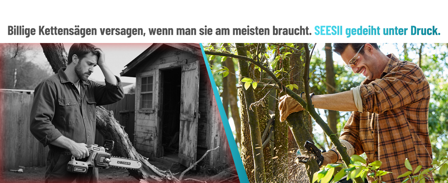 Акумуляторна міні-пила SEESII 6 дюймів з автоматичною подачею оливи та запасним ланцюгом | Акумуляторна ланцюгова пила для саду, стрижки гілок та різання деревини