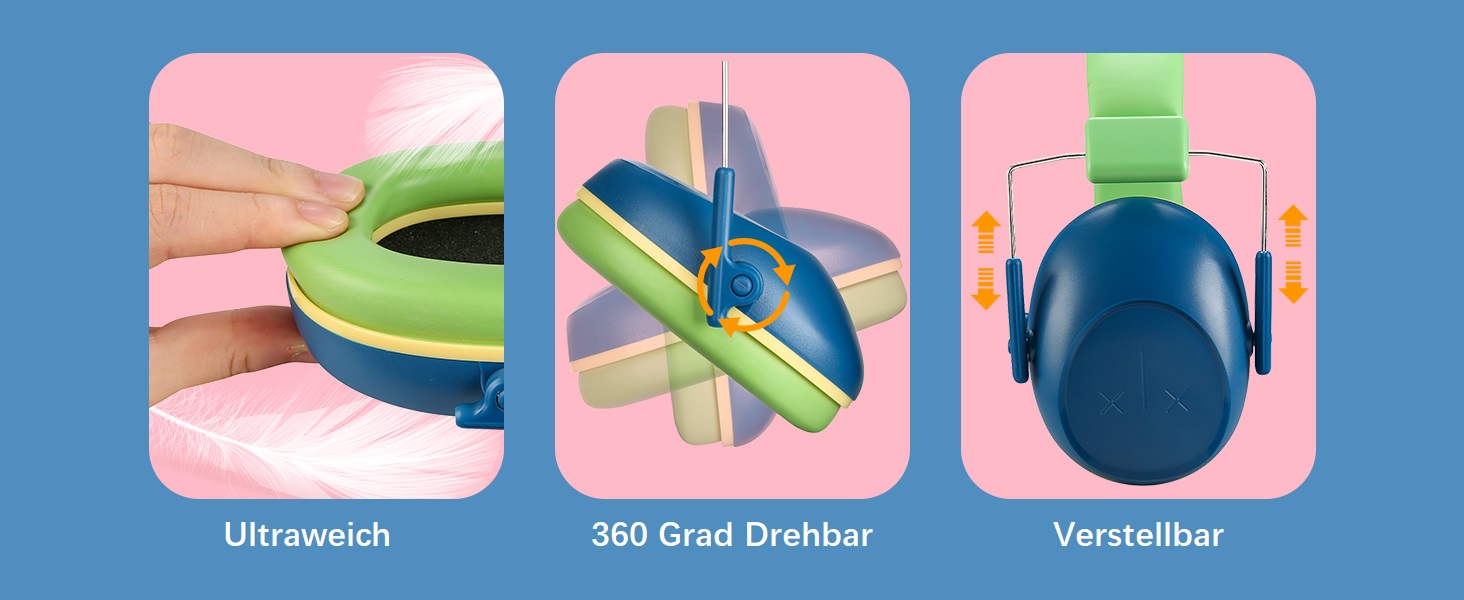 Навушники шумозаглушення для дітей ProCase, блакитні - захист від шуму, NRR 24dB, складна конструкція, регульований наголов'я