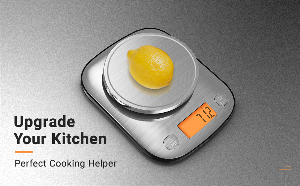 Digital Kitchen Food Scale with Bowl - Stainless Steel, 11lb/0.01oz, IPX6 Waterproof - for Baking, Cooking, Dieting