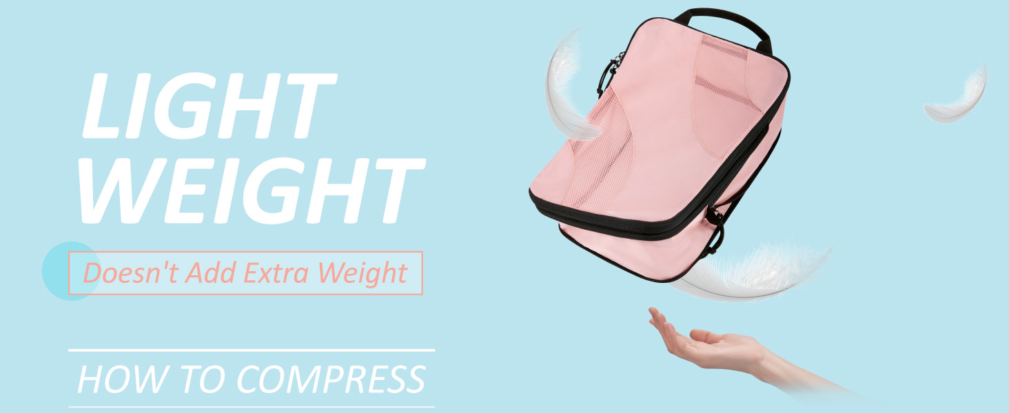 Органайзери для валізи BAGSMART компресійні (4 шт) - чорний/рожевий