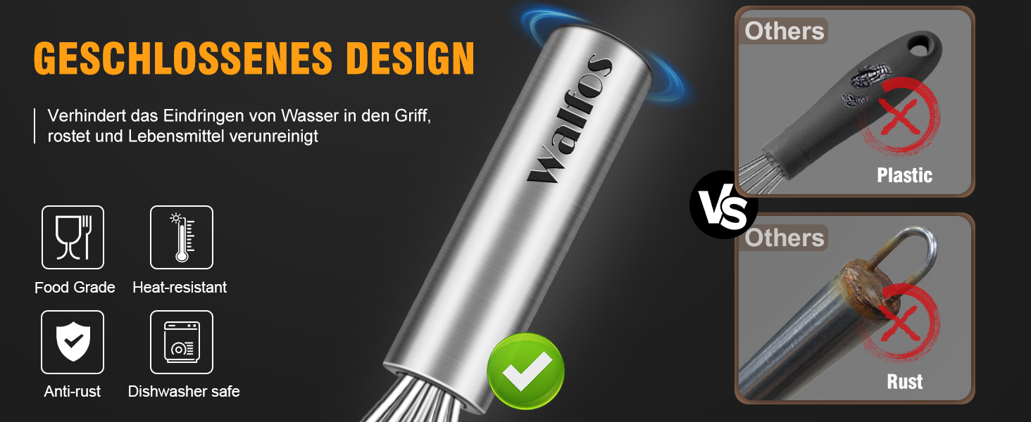 Набір вінчиків Walfos® з нержавіючої сталі (3 шт.) - 18см, 23см, 28см. Стійкі до високих температур, ідеальні для салатів та збивання яєць.