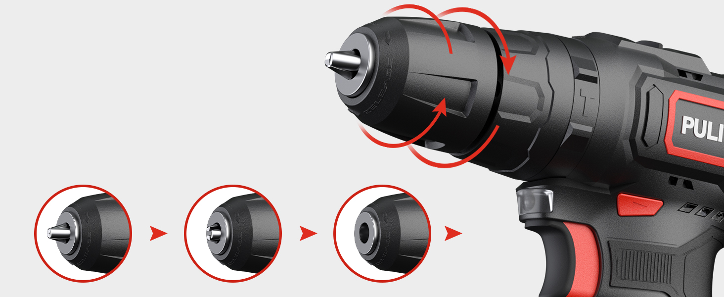 Акумуляторний ударний дриль-шуруповерт PULITUO 12V, комплект, металевий патрон 3/8', 21+1+1 ступенів моменту, LED-ліхтар, 35 Нм, 1300 mAh, бездротовий дриль