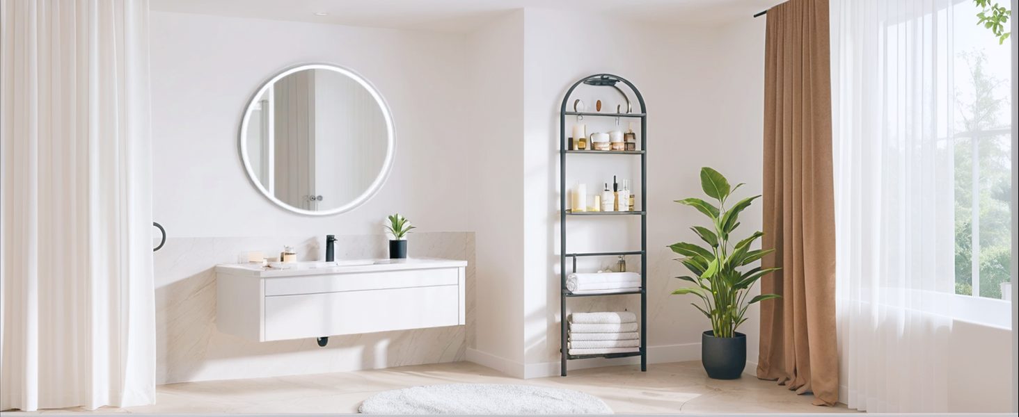 Круглий дзеркало для ванної кімнати Clevich з підсвічуванням, 80 см, сенсорне управління, протитуманне покриття, 3 кольори світла, регулювання яскравості