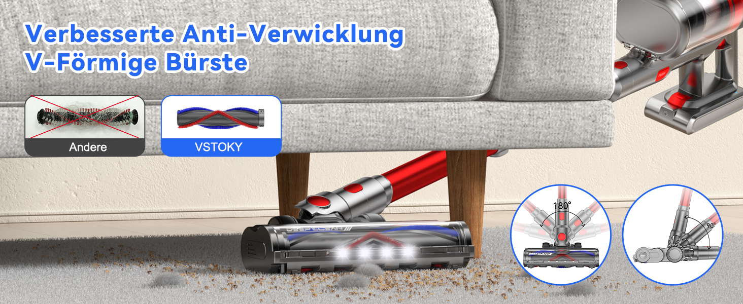 Бездротовий пилосос VSTOKY V15 ProMax: потужний акумуляторний пилосос для дому, килимів та твердих поверхонь, 600W, 58kPa, 75 хвилин роботи, подвійний контейнер для сміття, автоматичний режим, видалення шерсті тварин